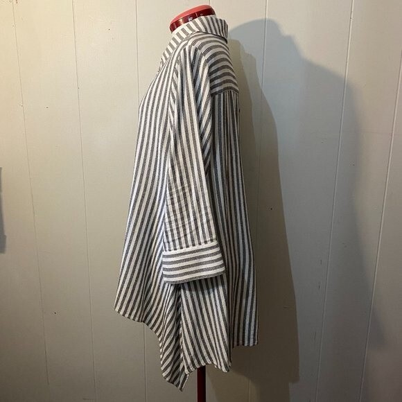 Soft Surrender Boho Button Down 3/4 Sleeve Striped Tunic Womens Top Size PXL - Picture 4 of 11
